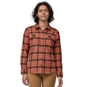 Patagonia Women's Plaid Button Down Shirt - Red and Brown